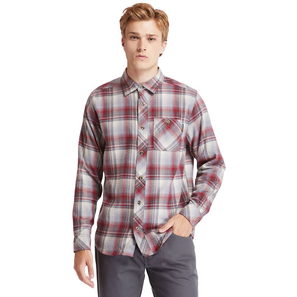 Camisa Timberland Argentina Hombre - Pro® Woodfort Midweight Flannel Work - Burdeos - EHDNZV-714